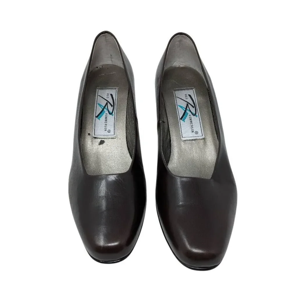 Ross Hommerson 7 Dark Brown Comfort Heels NWD Pumps Vintage Career Librarian